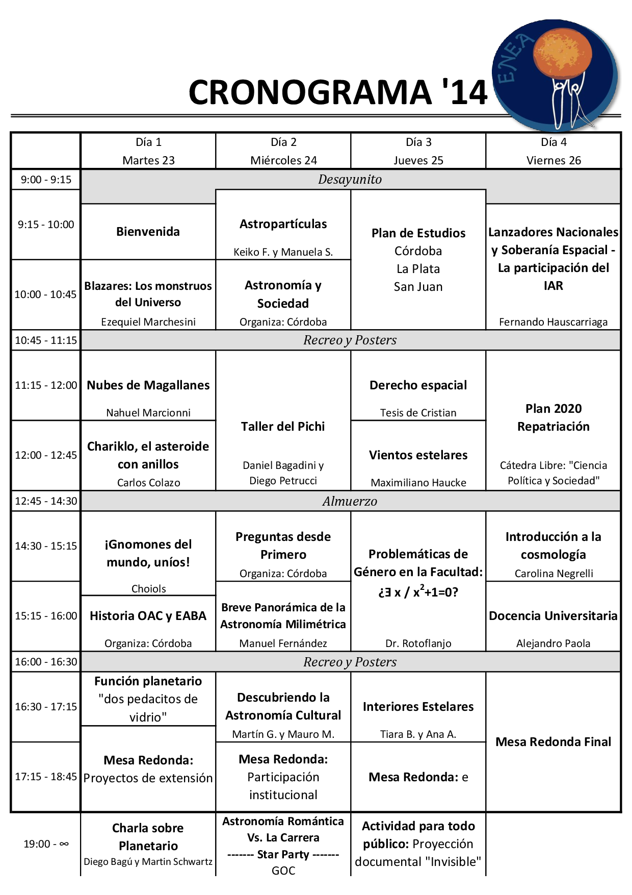 Cronograma 2014